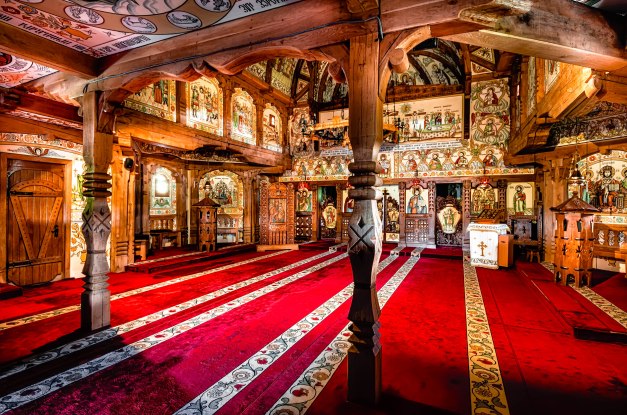 Barsana wooden church interior Romania Maramures