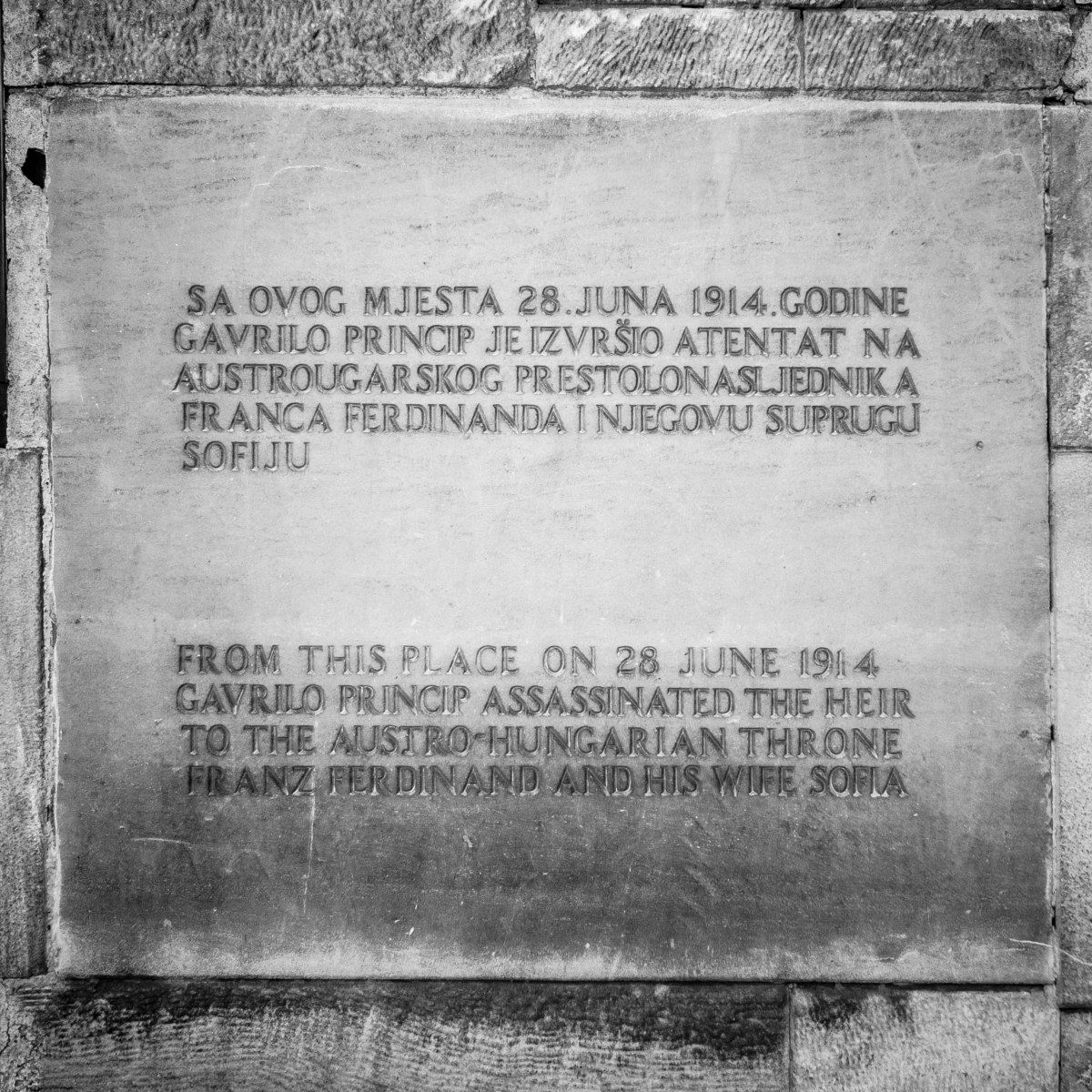 Gavrilo Princip slab, Sarajevo